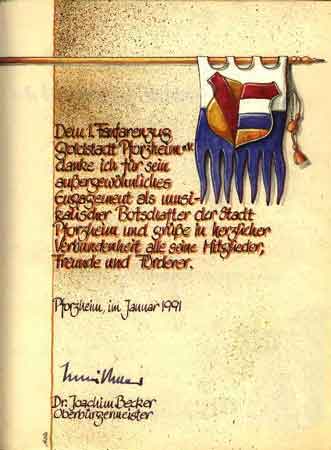 Eintrag des Pforzheimer Oberbrgermeisters Dr. Joachim Becker 1991