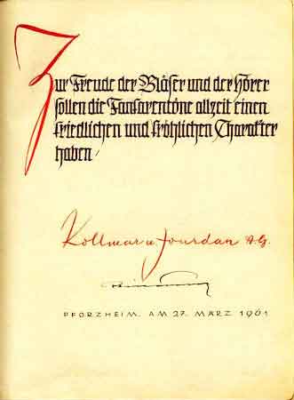 Eintrag des Pforzheimer Traditionsunternehmens Kollmar und Jourdan AG 1961